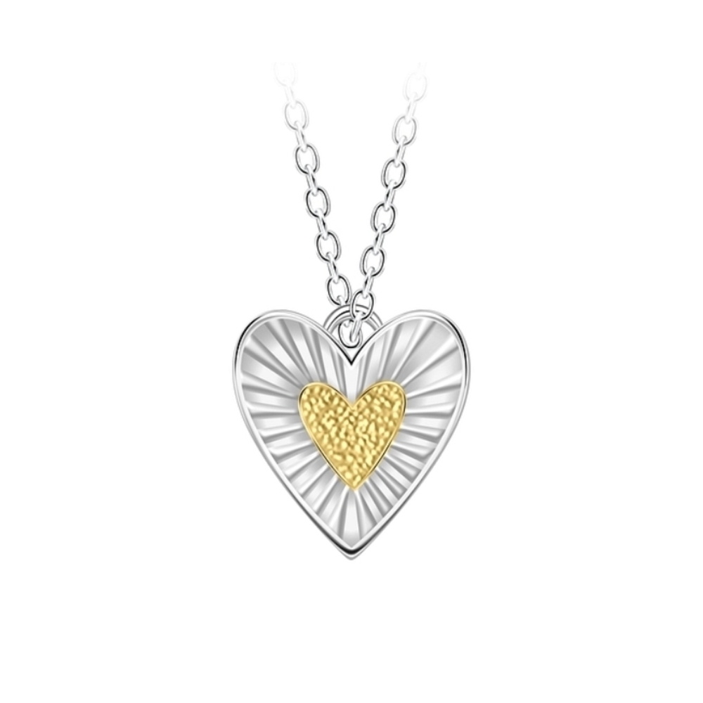 Elegant Silver and Gold Heart Pendant Necklace